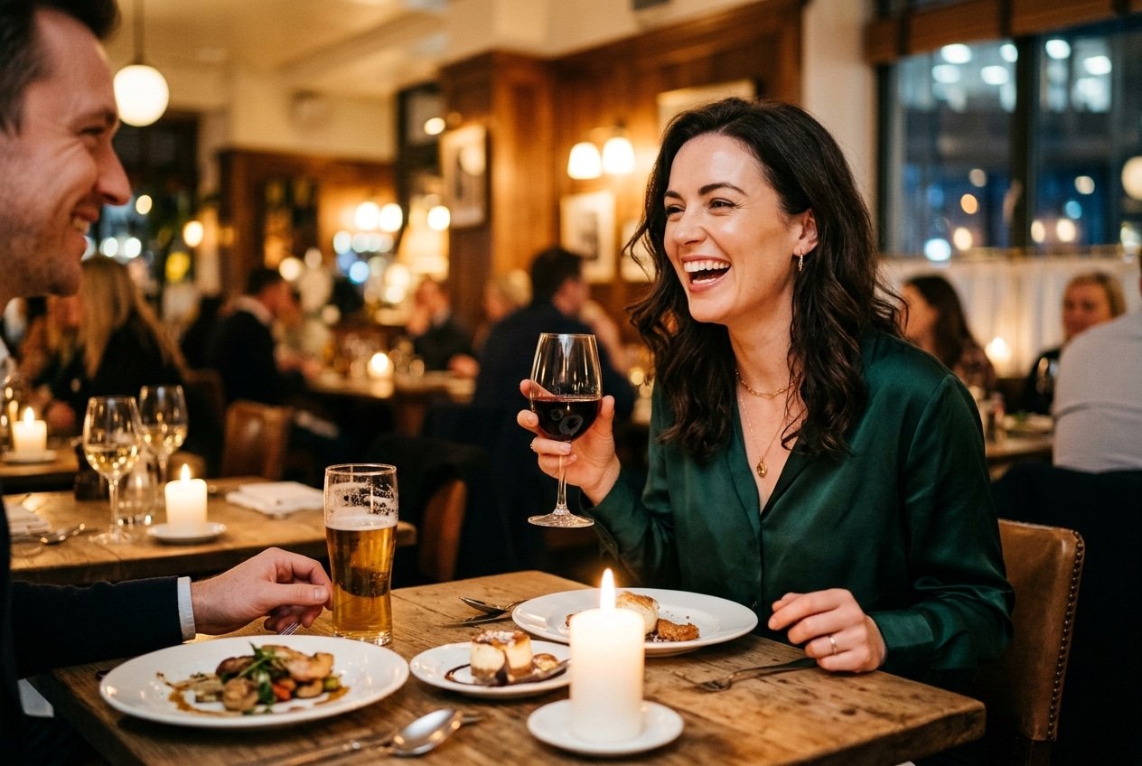 woman in her 30s enjoying a date, dating after 30