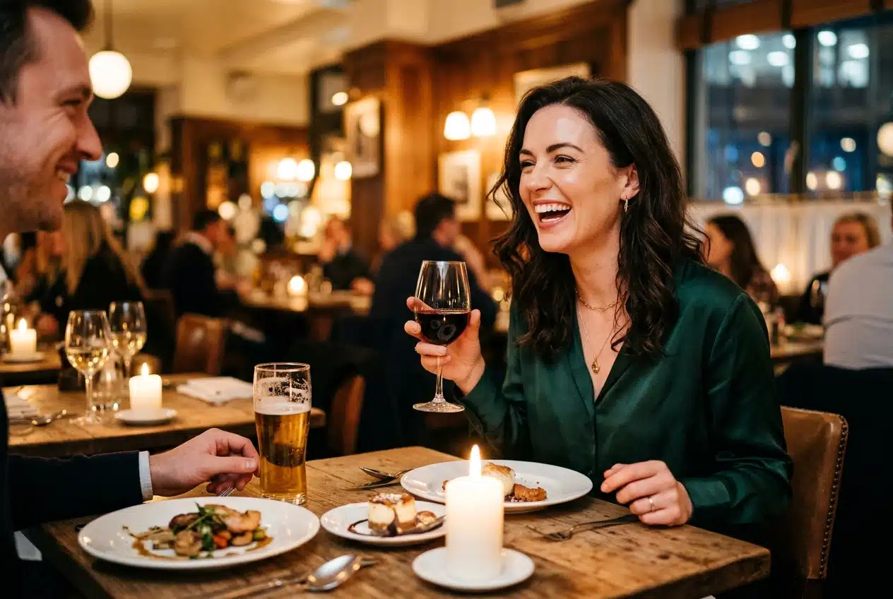 woman in her 30s enjoying a date, dating after 30
